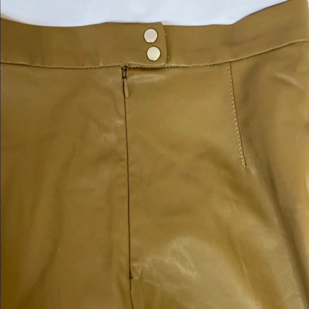 H&M Brown Vegan Leather A-Line Midi Skirt, Size 8 - Picture 5 of 6